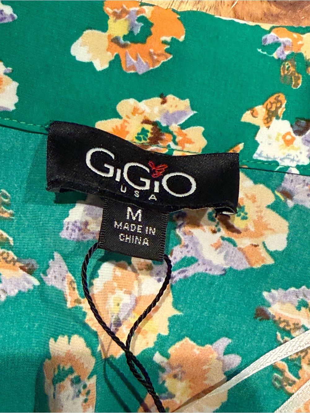 GiGio USA Green Floral Fit & Flare Dress Short Sleeve Size Medium - Picture 5 of 9